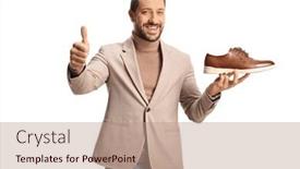  Presentation with brown leather - Slides consisting of young-man-holding-a-brown background and a  colored foreground