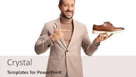 Presentation with brown leather - Presentation theme featuring young-man-holding-a-brown background and a coral colored foreground
