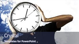  Presentation with holding hands - Presentation enhanced with young man holding a clock background and a  colored foreground