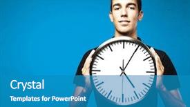  Presentation with hands holding - Audience pleasing slides consisting of young man holding a clock backdrop and a teal colored foreground