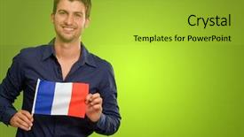  Presentation with france flag - Slides enhanced with young man holding a flag background and a  colored foreground