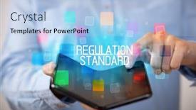  Presentation with smartphone - Cool new presentation design with young-man-holding-a-foldable backdrop and a light blue colored foreground