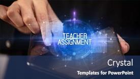  Presentation with educational - PPT layouts with young-man-holding-a-foldable background and a ocean colored foreground