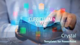  Presentation with curriculum - Cool new PPT theme with young-man-holding-a-foldable backdrop and a ocean colored foreground