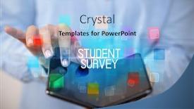  Presentation with smartphone - Amazing PPT layouts having young-man-holding-a-foldable backdrop and a light blue colored foreground