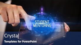  Presentation with mentoring - Colorful presentation theme enhanced with young-man-holding-a-foldable backdrop and a ocean colored foreground