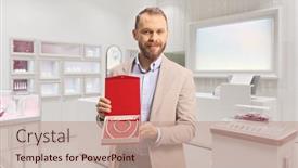  Presentation with box - Audience pleasing slide deck consisting of young-man-holding-a-jewellery backdrop and a coral colored foreground