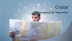  Presentation with question marks - PPT layouts with map with white question background and a light blue colored foreground