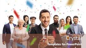  Presentation with box - Slide set having young-man-holding-a-ring background and a tawny brown colored foreground