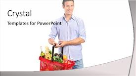  Presentation with holding hands old young - Presentation theme with young man holding a shopping background and a  colored foreground