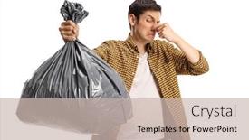  Presentation with bin - Slide deck consisting of young-man-holding-a-smelly background and a soft green colored foreground