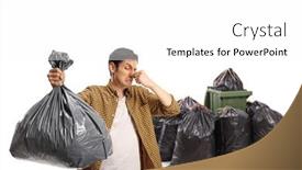  Presentation with bin - Colorful presentation design enhanced with young-man-holding-a-smelly backdrop and a white colored foreground
