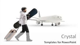  Presentation with holding on to a dream in a changing world - Slides having young-man-holding-a-snowboard background and a white colored foreground