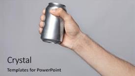  Presentation with soft drink - Audience pleasing presentation theme consisting of soft drink advertising - young man holding aluminum can backdrop and a light gray colored foreground