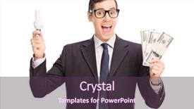  Presentation with light bulb - Slide deck with young man holding an energy background and a tawny brown colored foreground