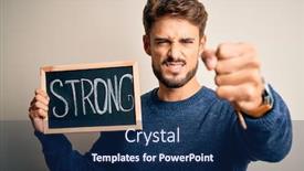 Presentation with standing strong - Cool new PPT layouts with young-man-holding-blackboard backdrop and a navy blue colored foreground