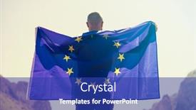  Presentation with voting - Amazing slide set having young-man-holding-european-union backdrop and a royal blue colored foreground