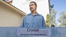  Presentation with foreclosure - Amazing PPT theme having young man holding 'foreclosure sign' backdrop and a  colored foreground