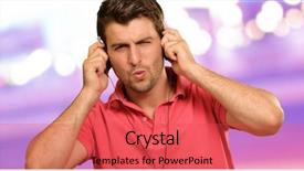  Presentation with outdoor movie - PPT theme consisting of young man holding headphone outdoor background and a red colored foreground