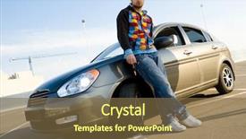  Presentation with car key - PPT layouts featuring young man holding keys background and a tawny brown colored foreground