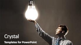  Presentation with light bulb - Presentation theme consisting of young man holding light bulb background and a dark gray colored foreground