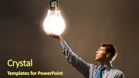  Presentation with light bulb - Amazing presentation design having young man holding light bulb backdrop and a tawny brown colored foreground