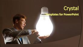  Presentation with light bulb graduation cap - Presentation enhanced with young man holding light bulb background and a  colored foreground