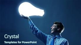  Presentation with light bulb - Colorful slide deck enhanced with young man holding light bulb backdrop and a ocean colored foreground