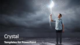  Presentation with holding hands old young - Beautiful presentation theme featuring young man holding moon balloon backdrop and a  colored foreground