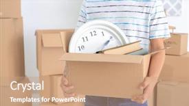  Presentation with young athletes box jumping - Slides featuring young man holding moving box background and a  colored foreground