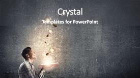  Presentation with glowing light bulbs light bulbs - Beautiful PPT layouts featuring young man holding opened book backdrop and a dark gray colored foreground