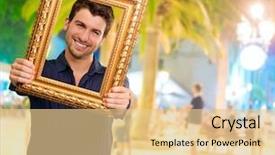  Presentation with special education young adult man - Amazing theme having young man holding picture frame backdrop and a lemonade colored foreground