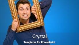  Presentation with antique picture frame - Presentation theme featuring young man holding picture frame background and a  colored foreground