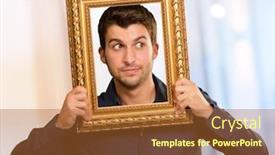  Presentation with picture frame - Audience pleasing slide deck consisting of young-man-holding-picture-frame backdrop and a  colored foreground