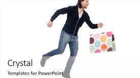  Presentation with plastic bags - Amazing slides having young man holding plastic bags isolated on white backdrop and a white colored foreground