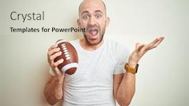  Presentation with rugby - Presentation design having young man holding rugby american football ball over isolated background very happy and excited winner expression celebrating victory screaming with big smile and raised hands background and a light gray colored foreground