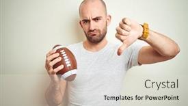  Presentation with rugby - Audience pleasing slide set consisting of young-man-holding-rugby-american backdrop and a light gray colored foreground