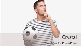  Presentation with soccer - Audience pleasing presentation theme consisting of young man holding soccer football backdrop and a  colored foreground