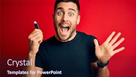  Presentation with hands holding - Theme with young-man-holding-usb-memory background and a navy blue colored foreground