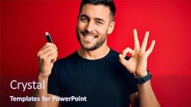  Presentation with memory managment - Cool new PPT layouts with young-man-holding-usb-memory backdrop and a wine colored foreground