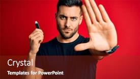  Presentation with memory - Theme with young-man-holding-usb-memory background and a tawny brown colored foreground