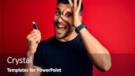  Presentation with memory - PPT theme featuring young-man-holding-usb-memory background and a black colored foreground