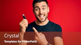  Presentation with memory - Slides enhanced with young-man-holding-usb-memory background and a tawny brown colored foreground