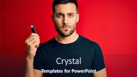  Presentation with memory - PPT layouts having young-man-holding-usb-memory background and a navy blue colored foreground