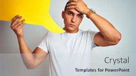  Presentation with yellow - Audience pleasing slides consisting of young-man-holding-yellow-speech backdrop and a lemonade colored foreground