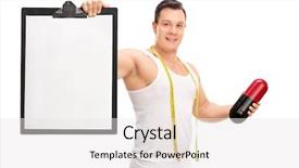  Presentation with white sheet - Cool new slides with man holding a big diet backdrop and a white colored foreground