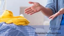  Presentation with clothing - Presentation theme consisting of young-man-husband-doing-clothing background and a teal colored foreground