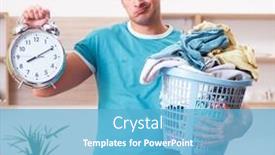  Presentation with clothing - Presentation design consisting of young-man-husband-doing-clothing background and a  colored foreground