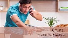  Presentation with clothing - Slides having young-man-husband-doing-clothing background and a  colored foreground