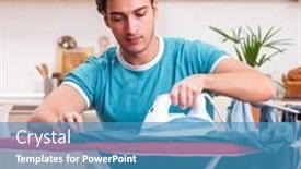  Presentation with clothing - Slide set with young-man-husband-doing-clothing background and a  colored foreground